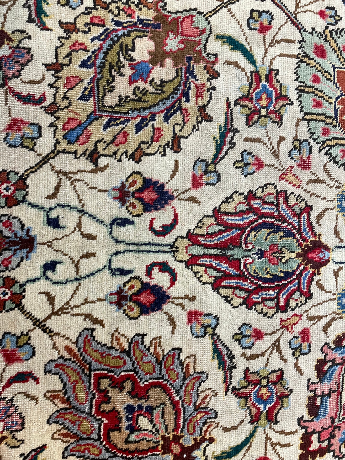Hand-Knotted Wool Rug Tabriz Signed 9'7" x 11'3"