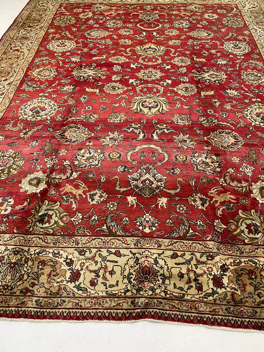 Hand-Knotted Wool Rug Tabriz 9'10" x 13'