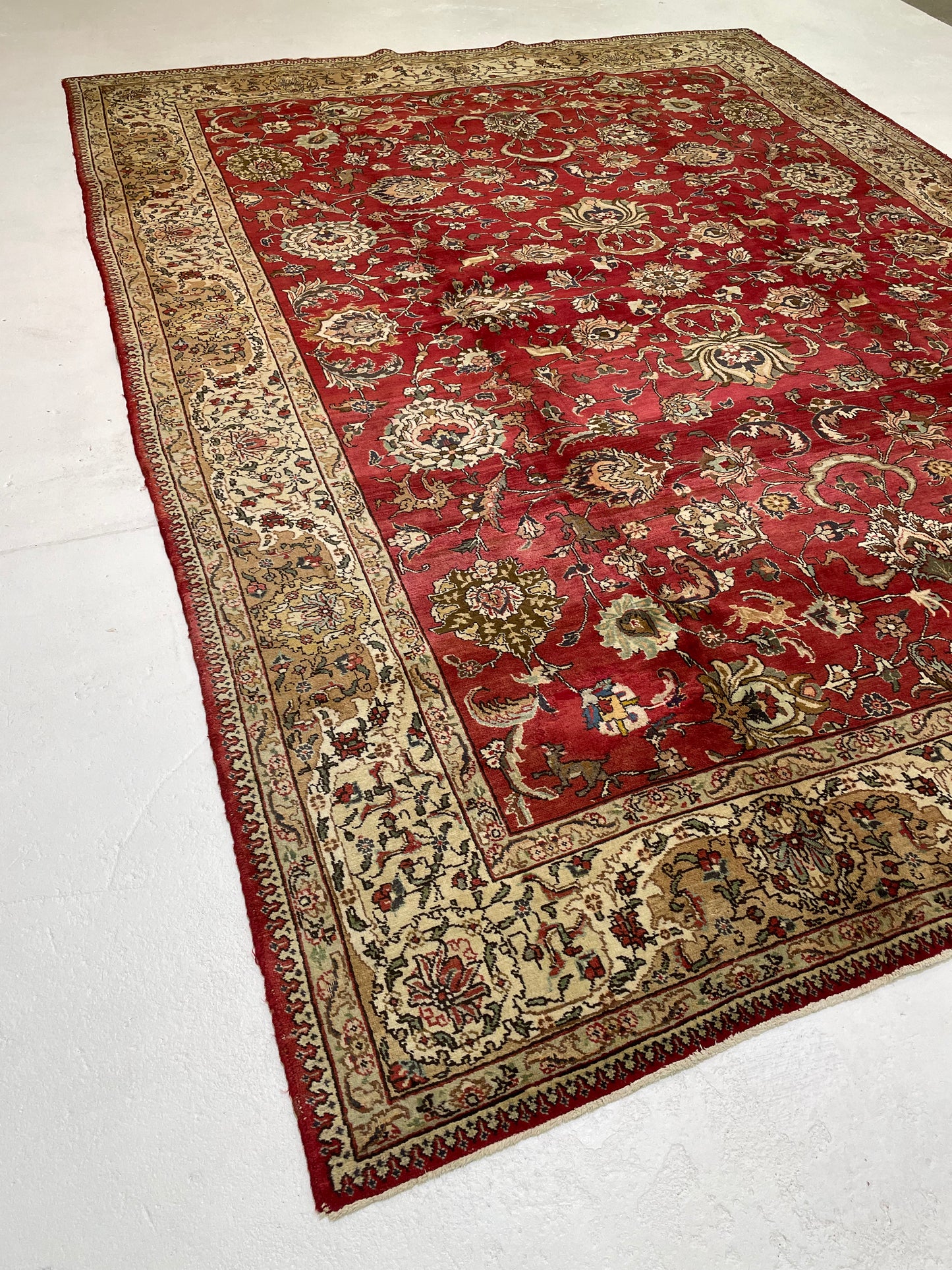 Hand-Knotted Wool Rug Tabriz 9'10" x 13'