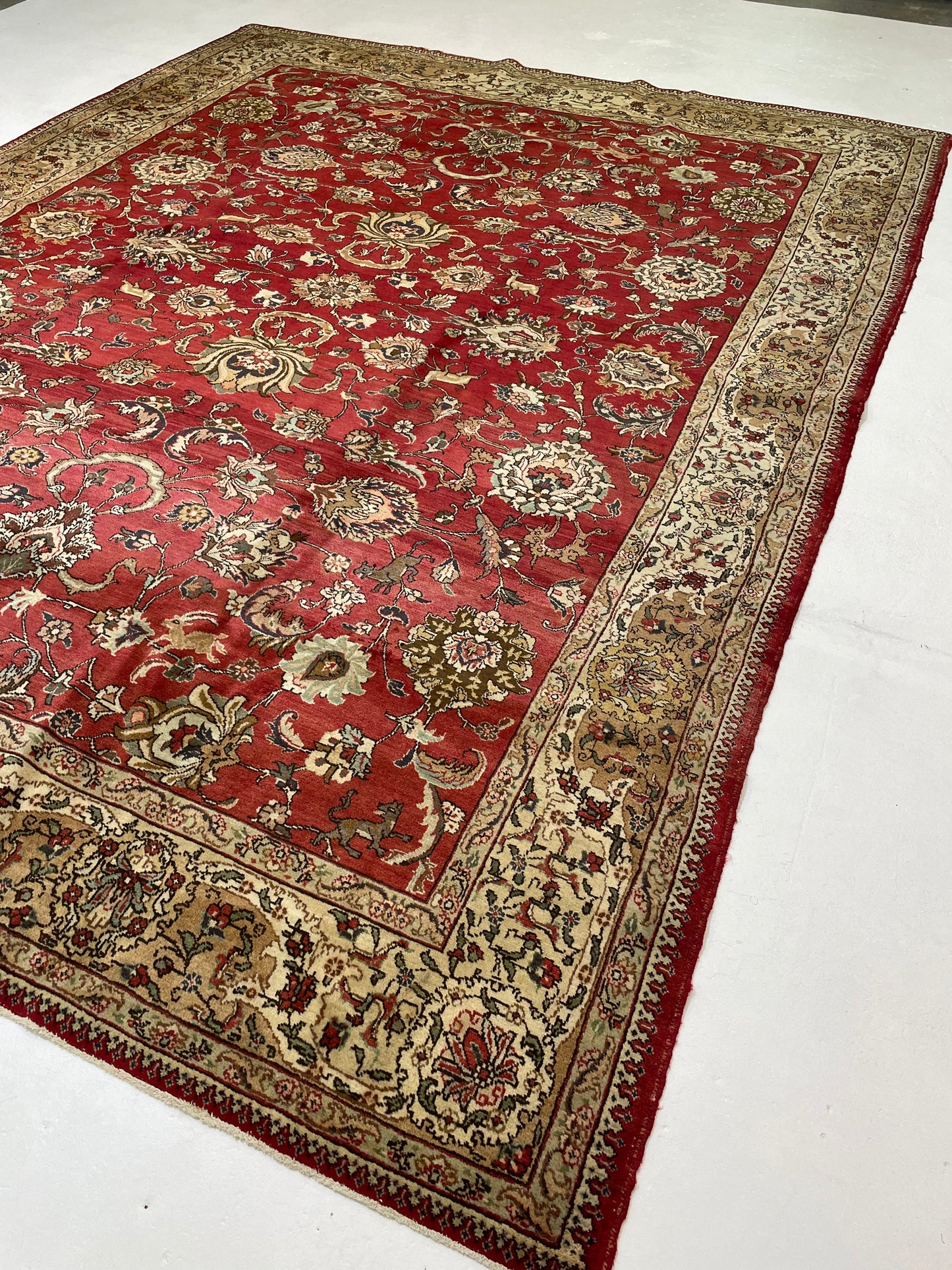 Hand-Knotted Wool Rug Tabriz 9'10" x 13'