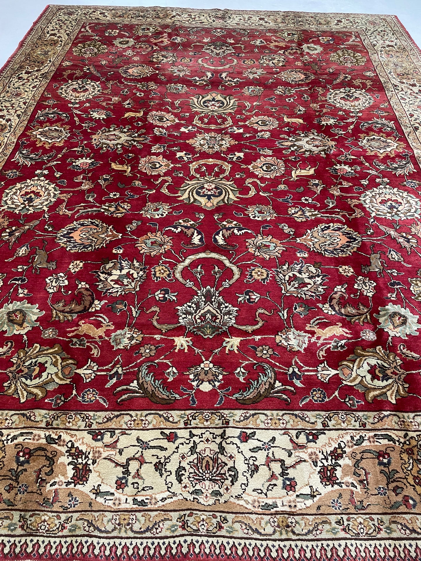 Hand-Knotted Wool Rug Tabriz 9'10" x 13'