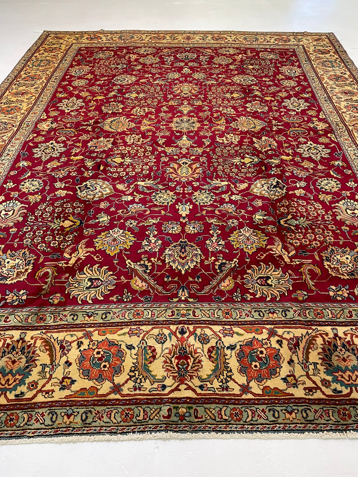 Hand-Knotted Wool Rug Tabriz 10' x 13'