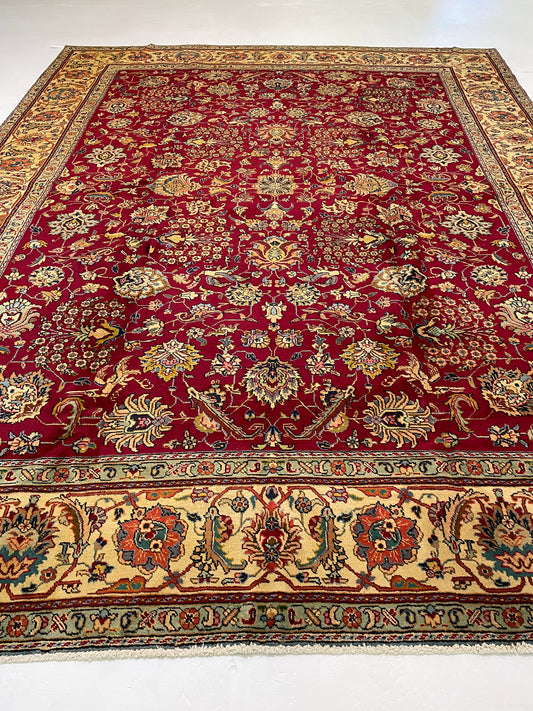 Hand-Knotted Wool Rug Tabriz 10' x 13'