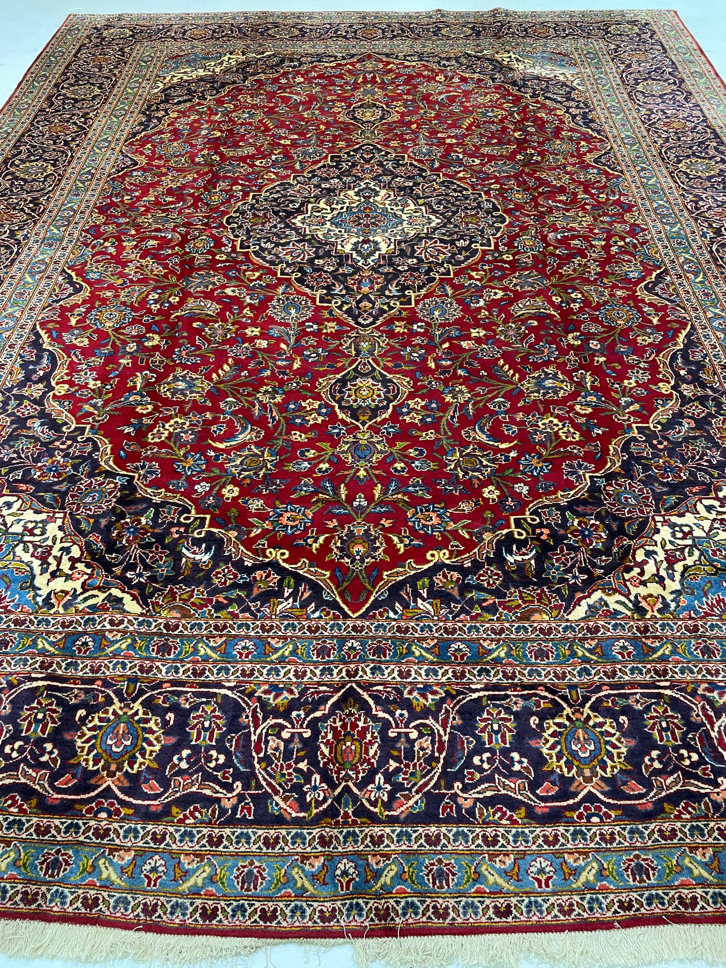 Hand-Knotted Wool Rug Kashan 9'7" x 12'9"
