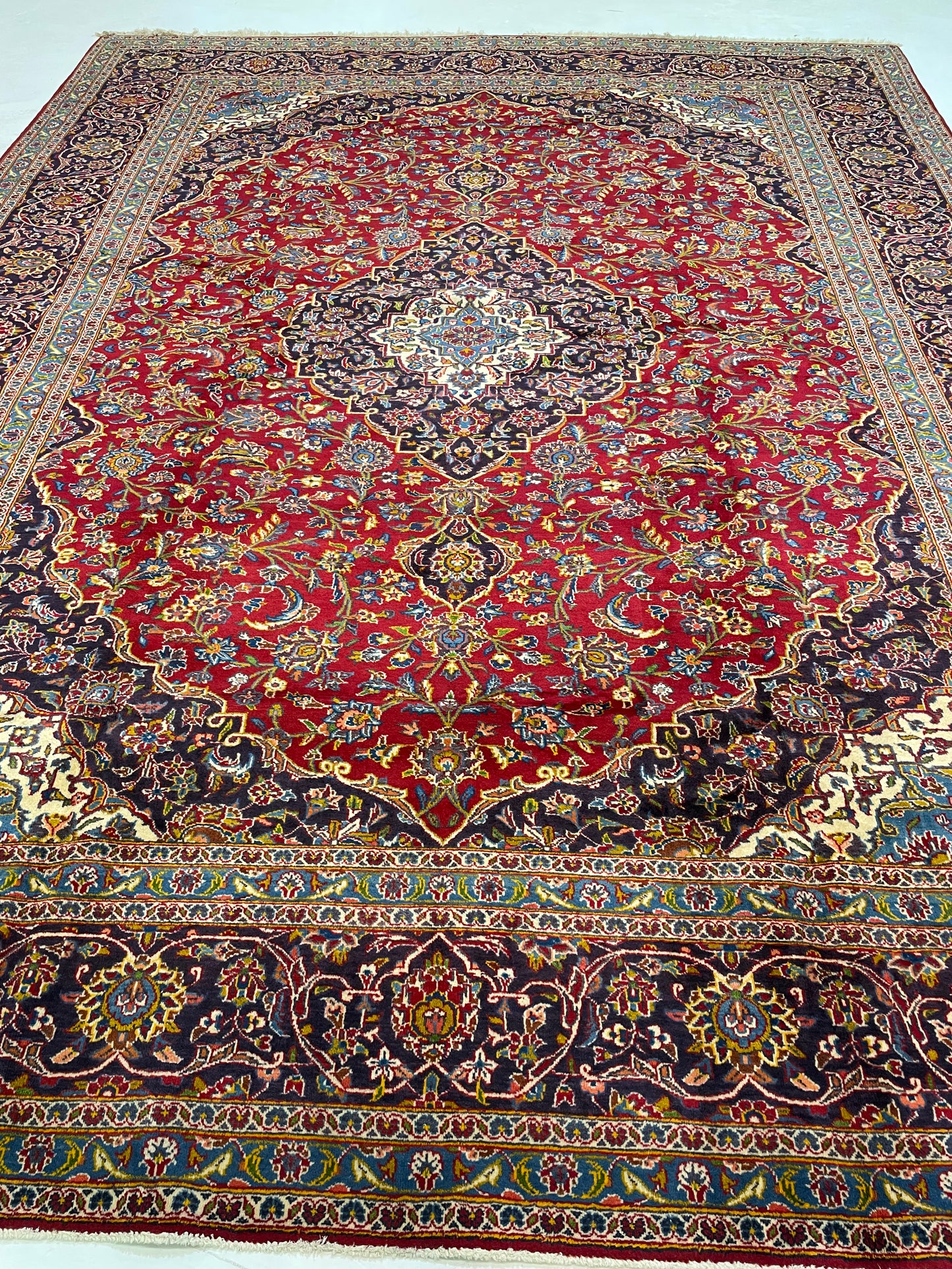 Hand-Knotted Wool Rug Kashan 9'7" x 12'9"