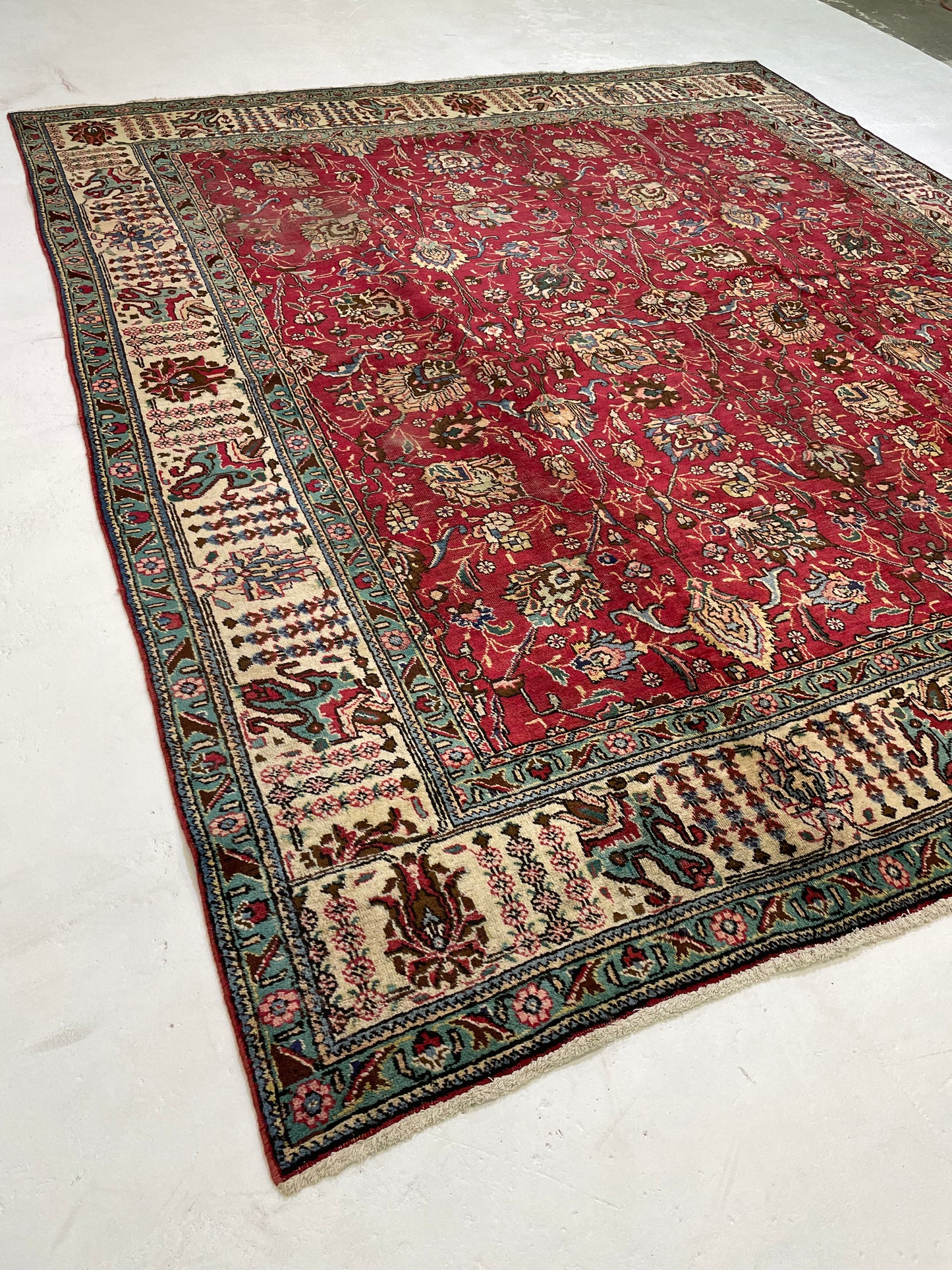 Hand-Knotted Wool Rug Tabriz 10' x 11'4"