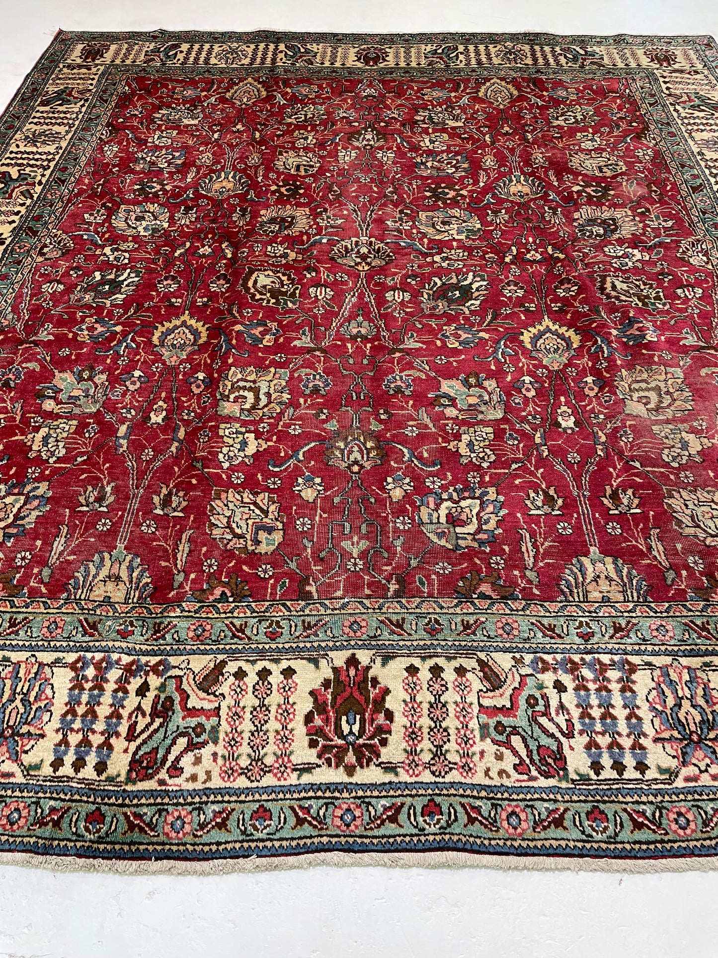 Hand-Knotted Wool Rug Tabriz 10' x 11'4"