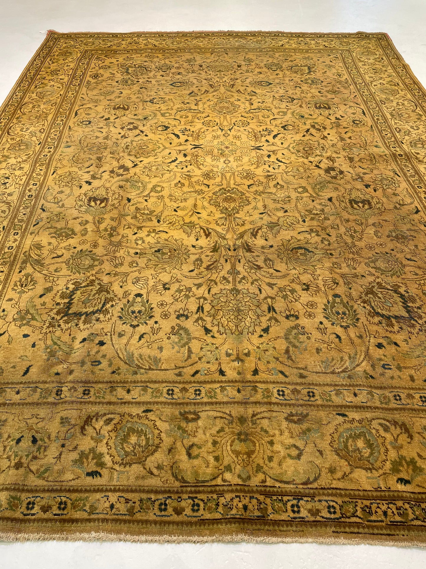 Hand-Knotted Wool Rug Tabriz Tea Washed 9'2" x 12'5"