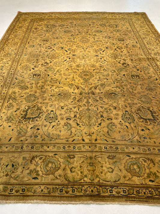 Hand-Knotted Wool Rug Tabriz Tea Washed 9'2" x 12'5"