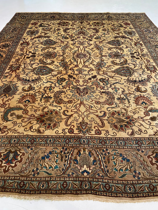 Hand-Knotted Wool Rug Tabriz 10' x 13'