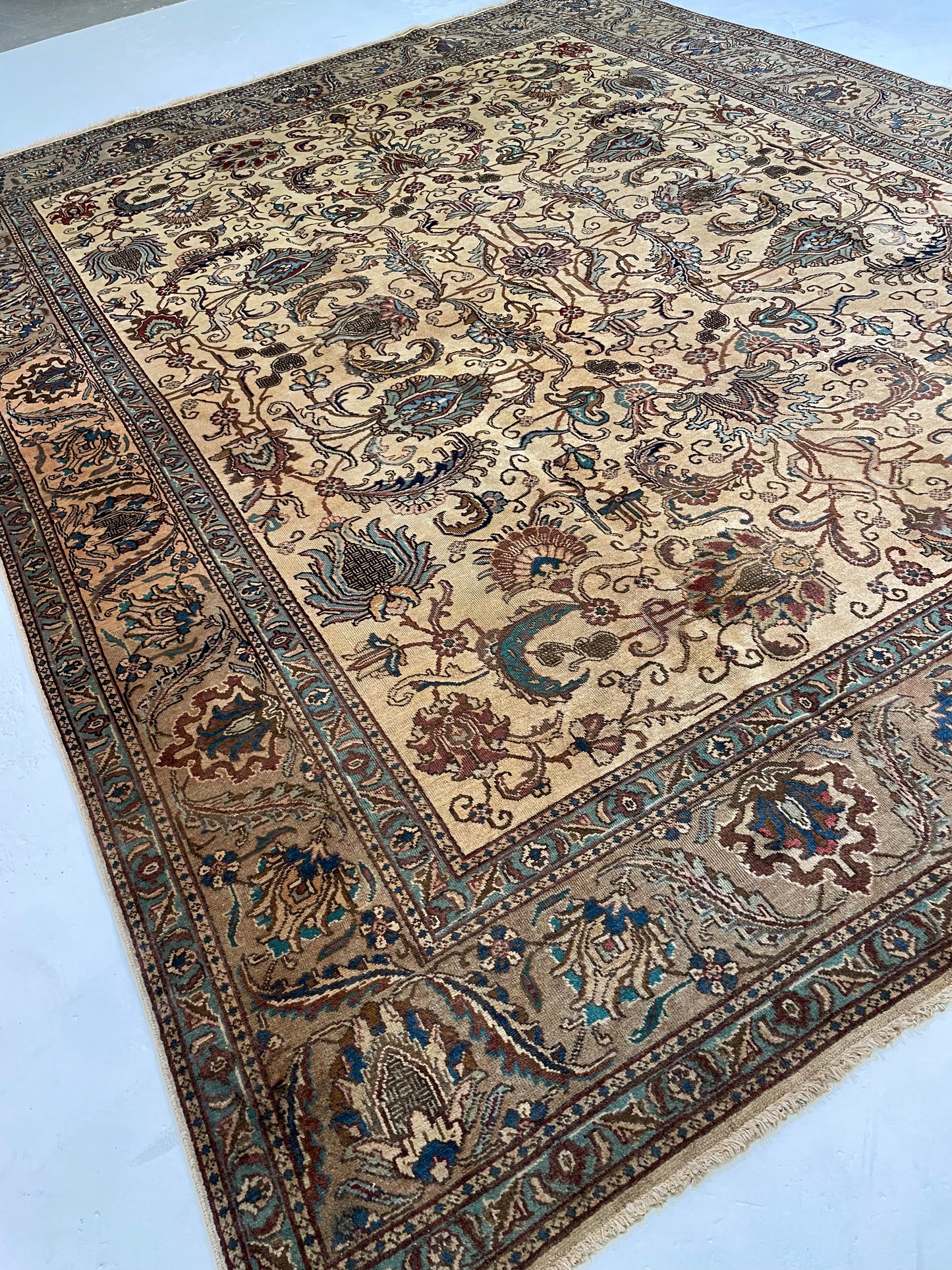 Hand-Knotted Wool Rug Tabriz 10' x 13'