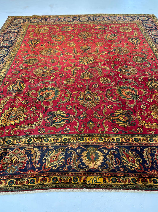 Hand-Knotted Wool Rug Tabriz Square Square 9'9" x 10'2"