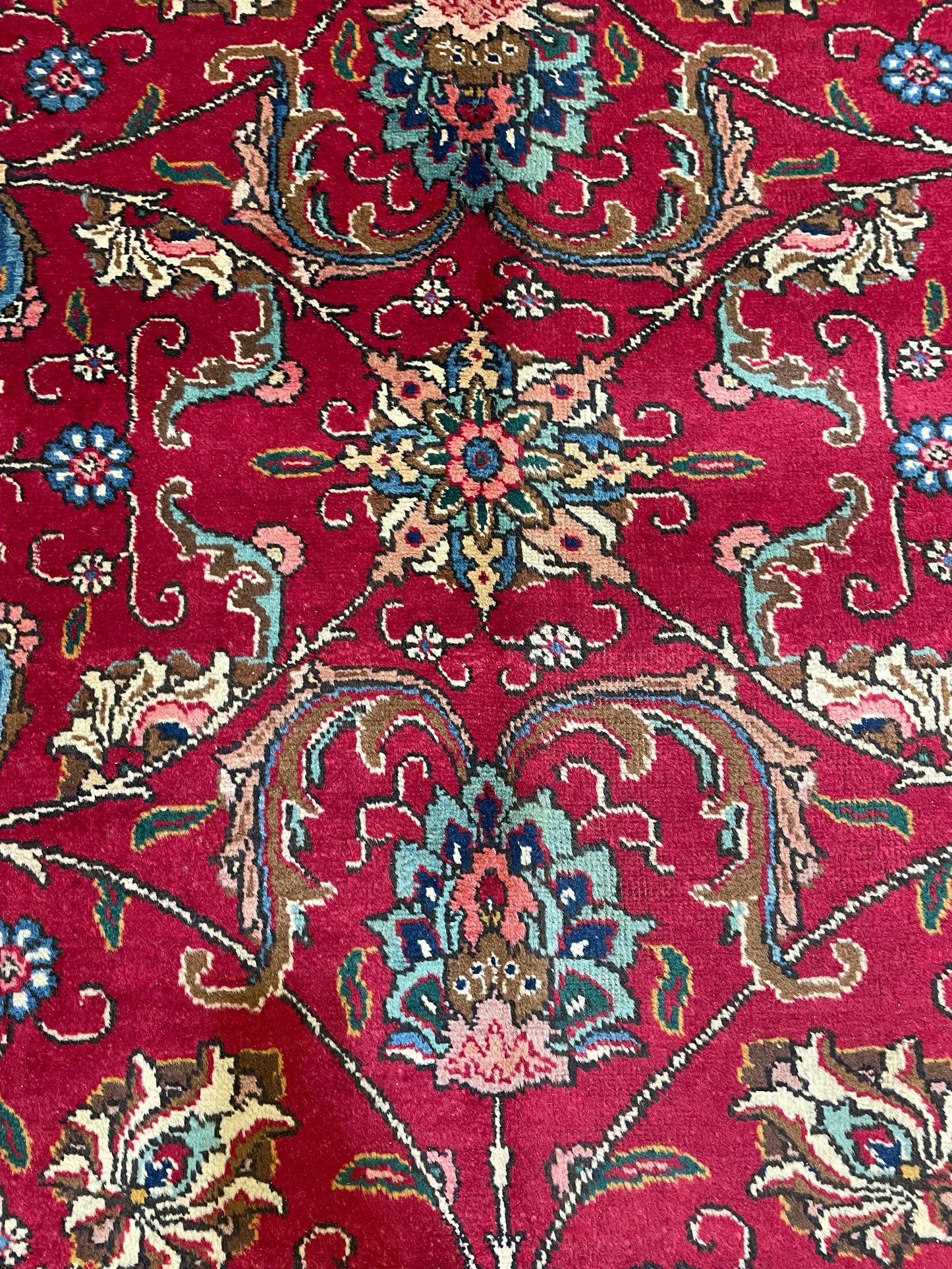Hand-Knotted Wool Rug Tabriz Signed 9'9" x 10'8"