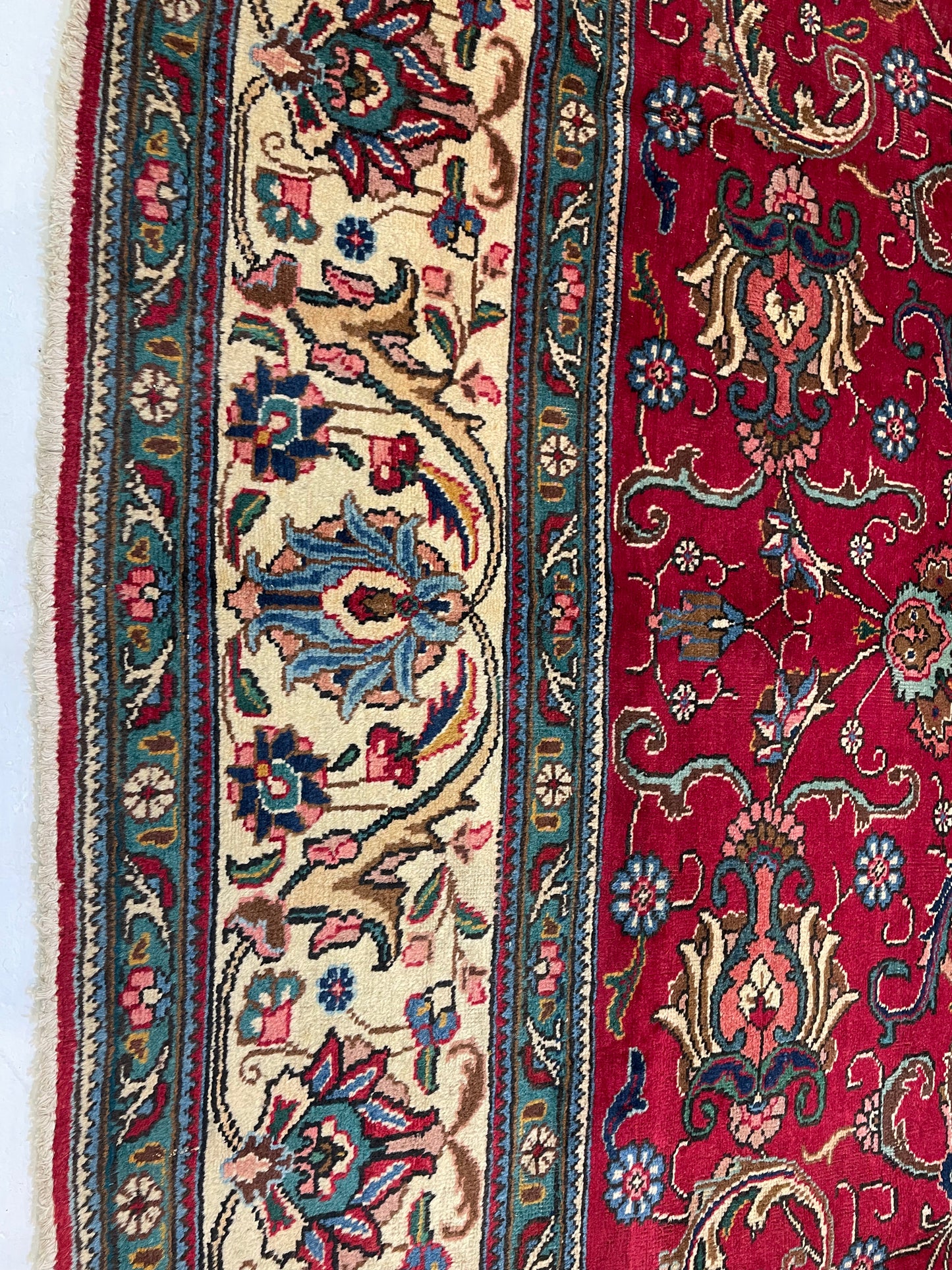 Hand-Knotted Wool Rug Tabriz Signed 9'9" x 10'8"