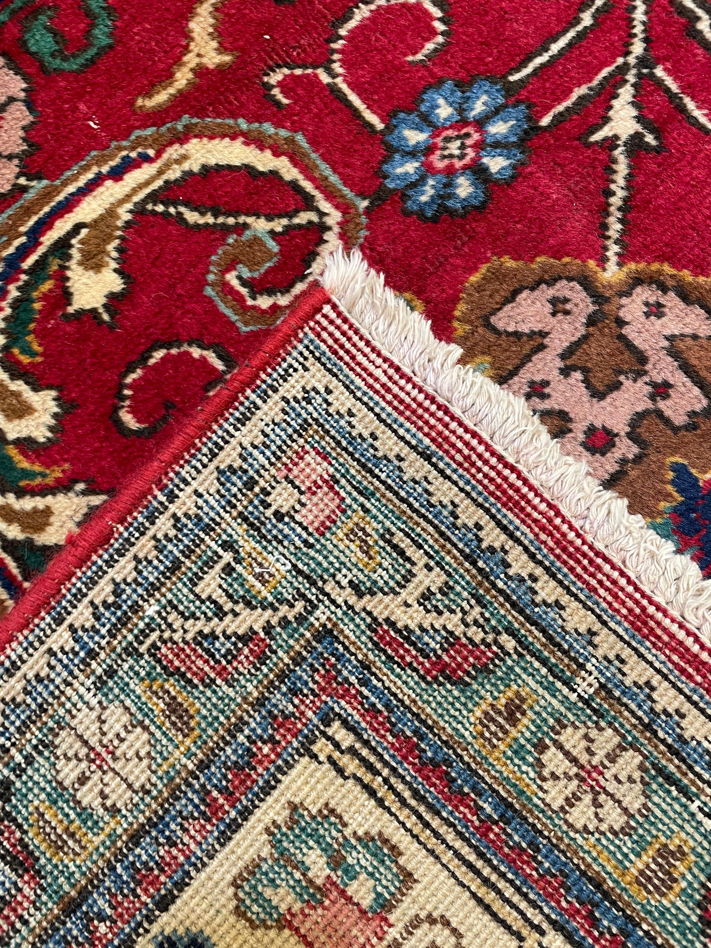 Hand-Knotted Wool Rug Tabriz Signed 9'9" x 10'8"