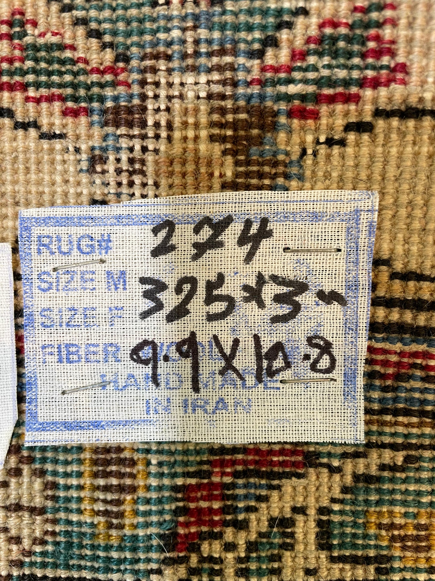 Hand-Knotted Wool Rug Tabriz Signed 9'9" x 10'8"