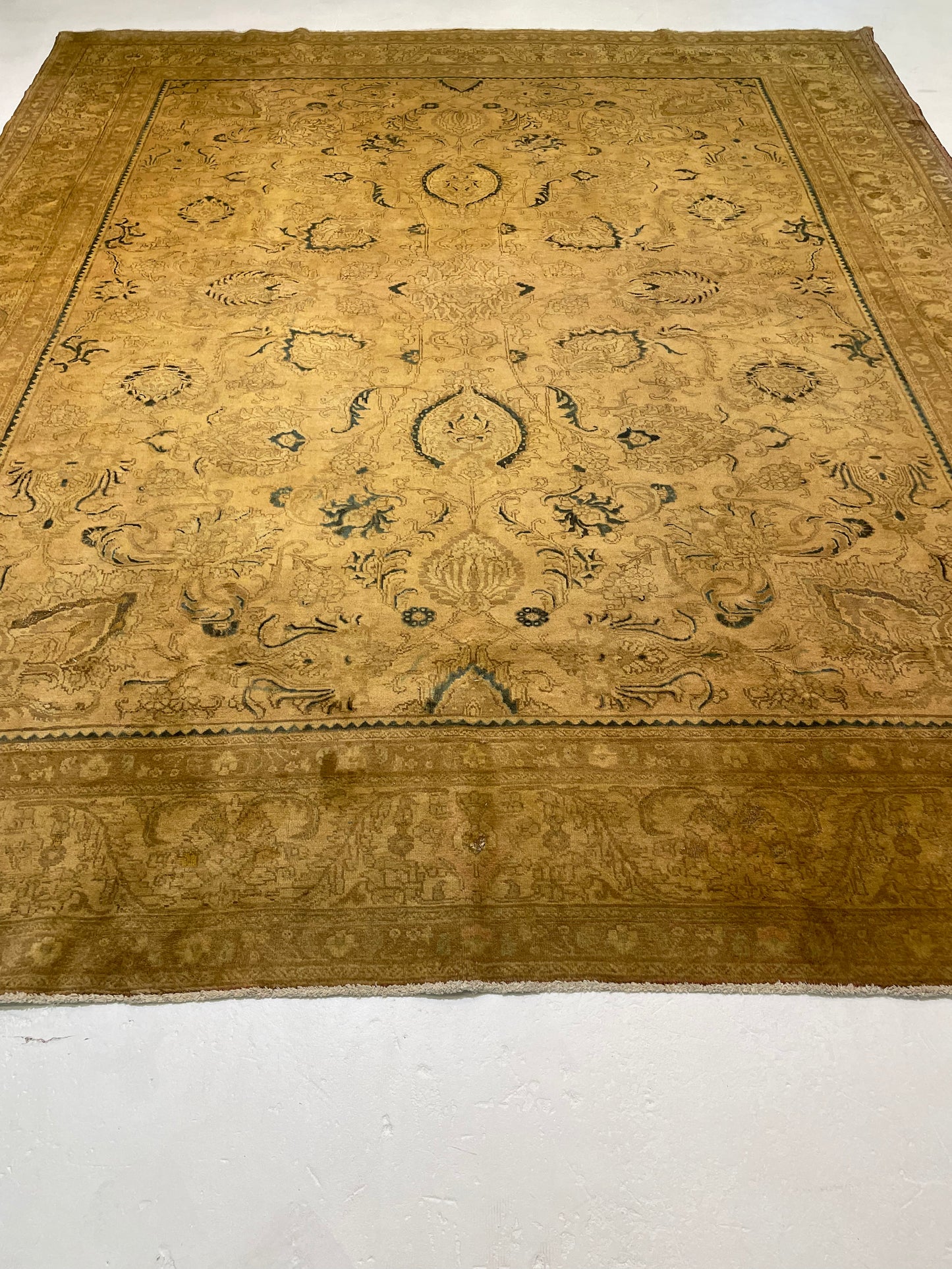 Hand-Knotted Wool Rug Tabriz Tea Washed 10'2" x 12'8"