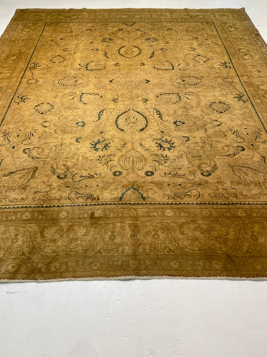 Hand-Knotted Wool Rug Tabriz Tea Washed 10'2" x 12'8"
