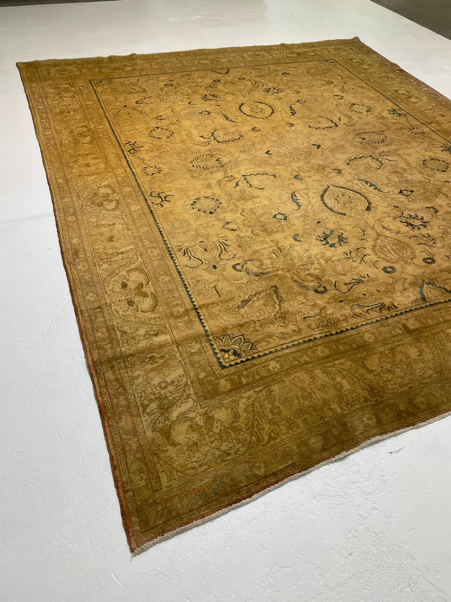 Hand-Knotted Wool Rug Tabriz Tea Washed 10'2" x 12'8"
