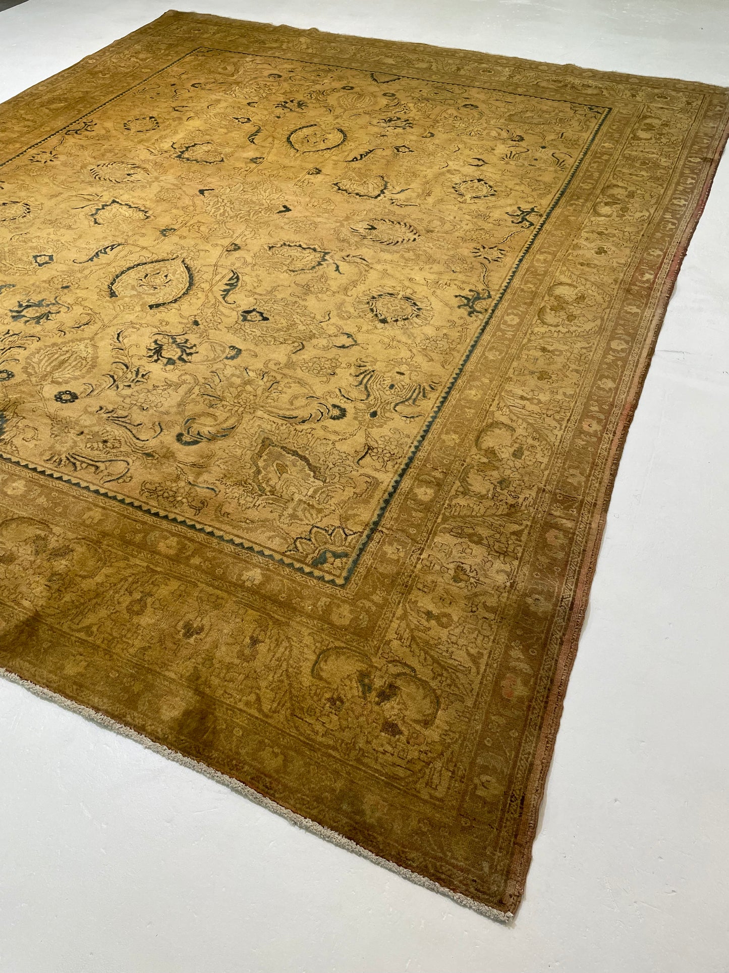 Hand-Knotted Wool Rug Tabriz Tea Washed 10'2" x 12'8"
