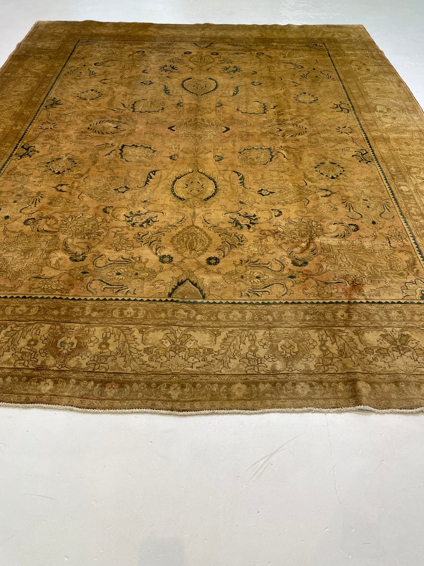 Hand-Knotted Wool Rug Tabriz Tea Washed 10'2" x 12'8"