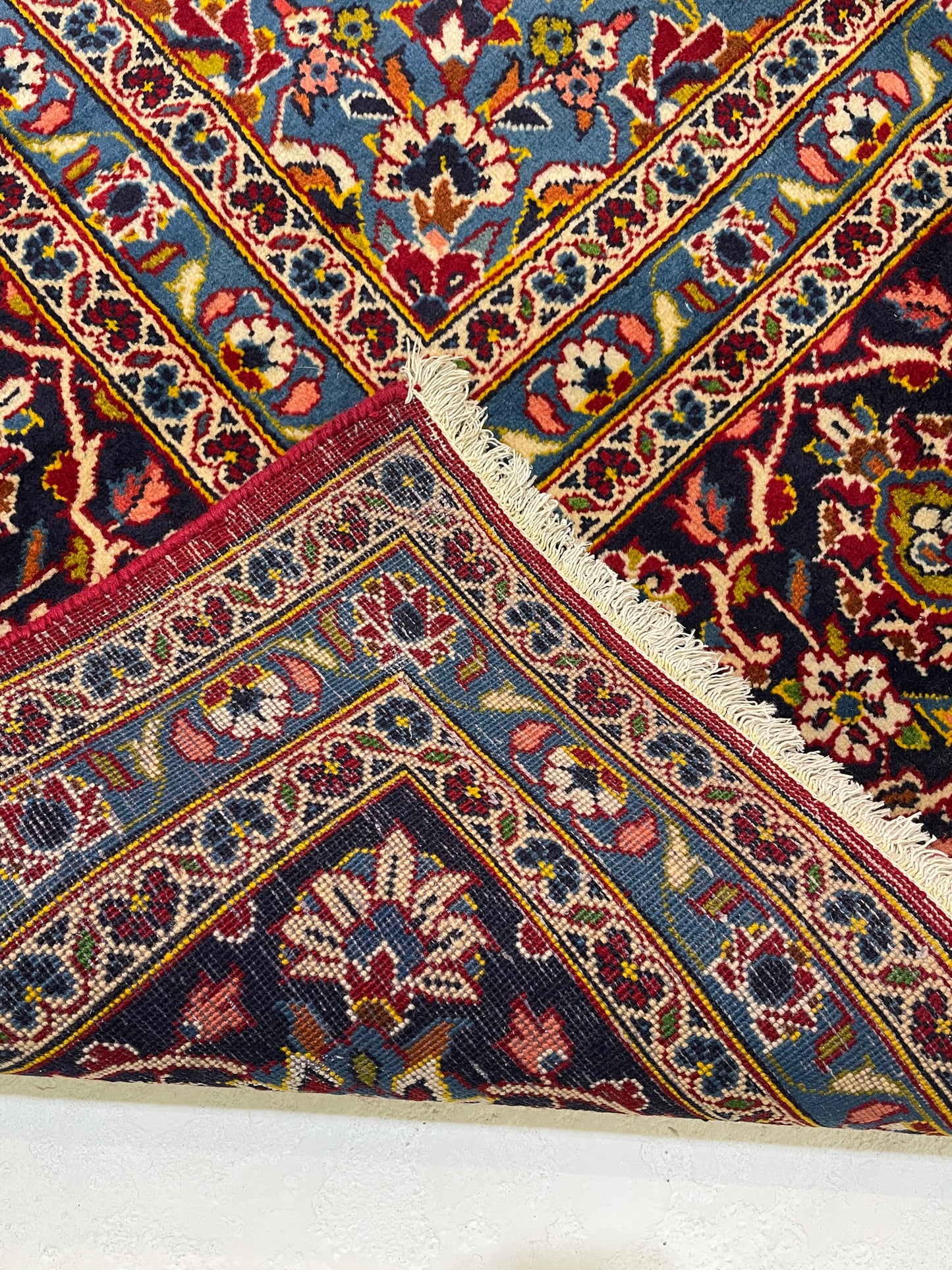 Hand-Knotted Wool Rug Kashan 9'10" x 13'11"