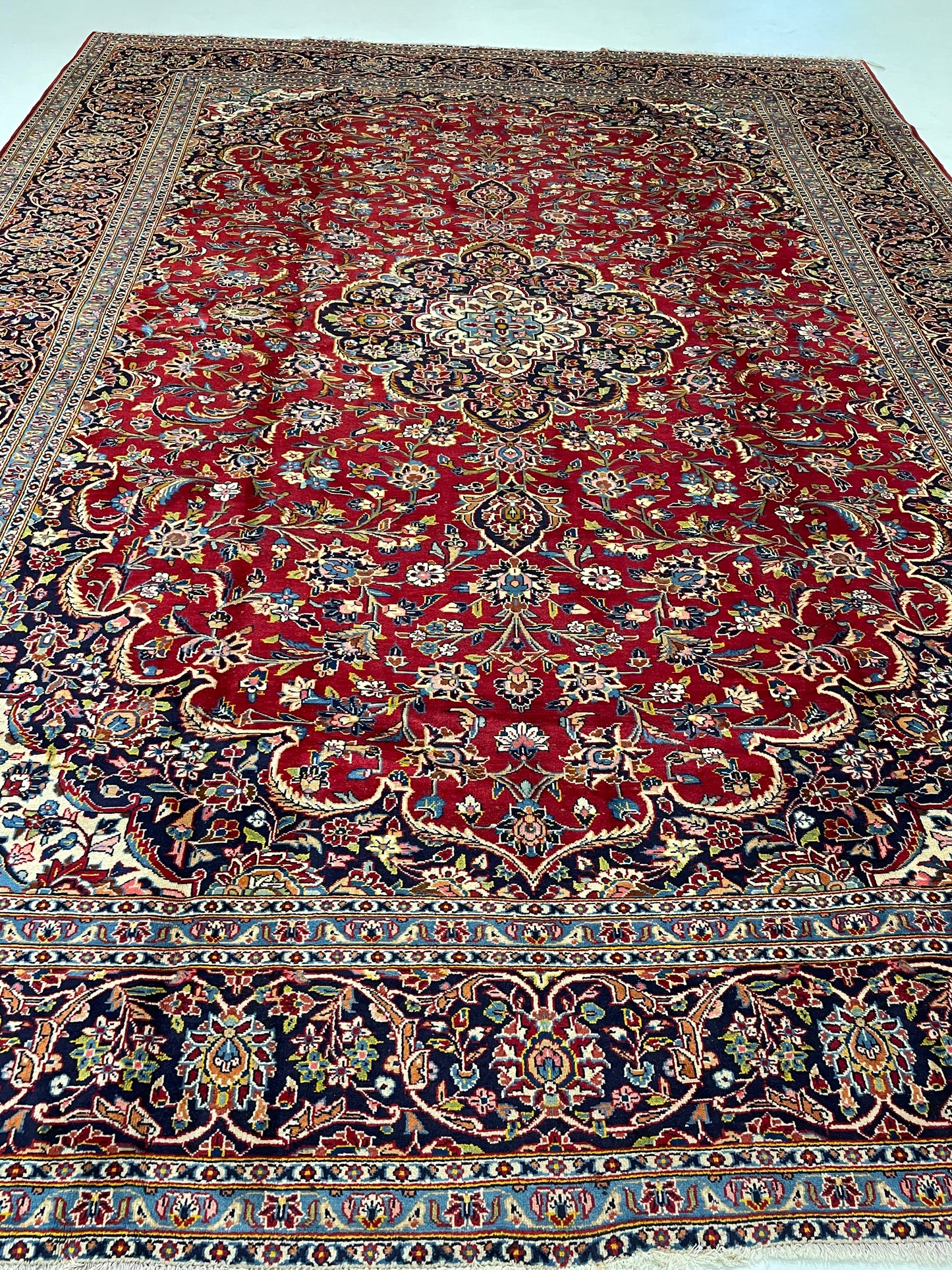 Hand-Knotted Wool Rug Kashan 10' x 13'6"