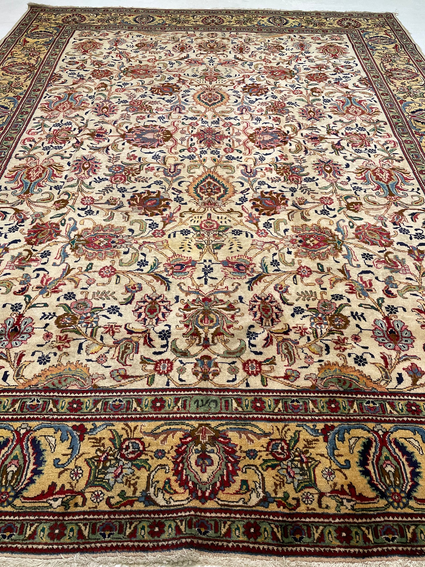 Hand-Knotted Wool Rug Tabriz Signed 10' x 13'