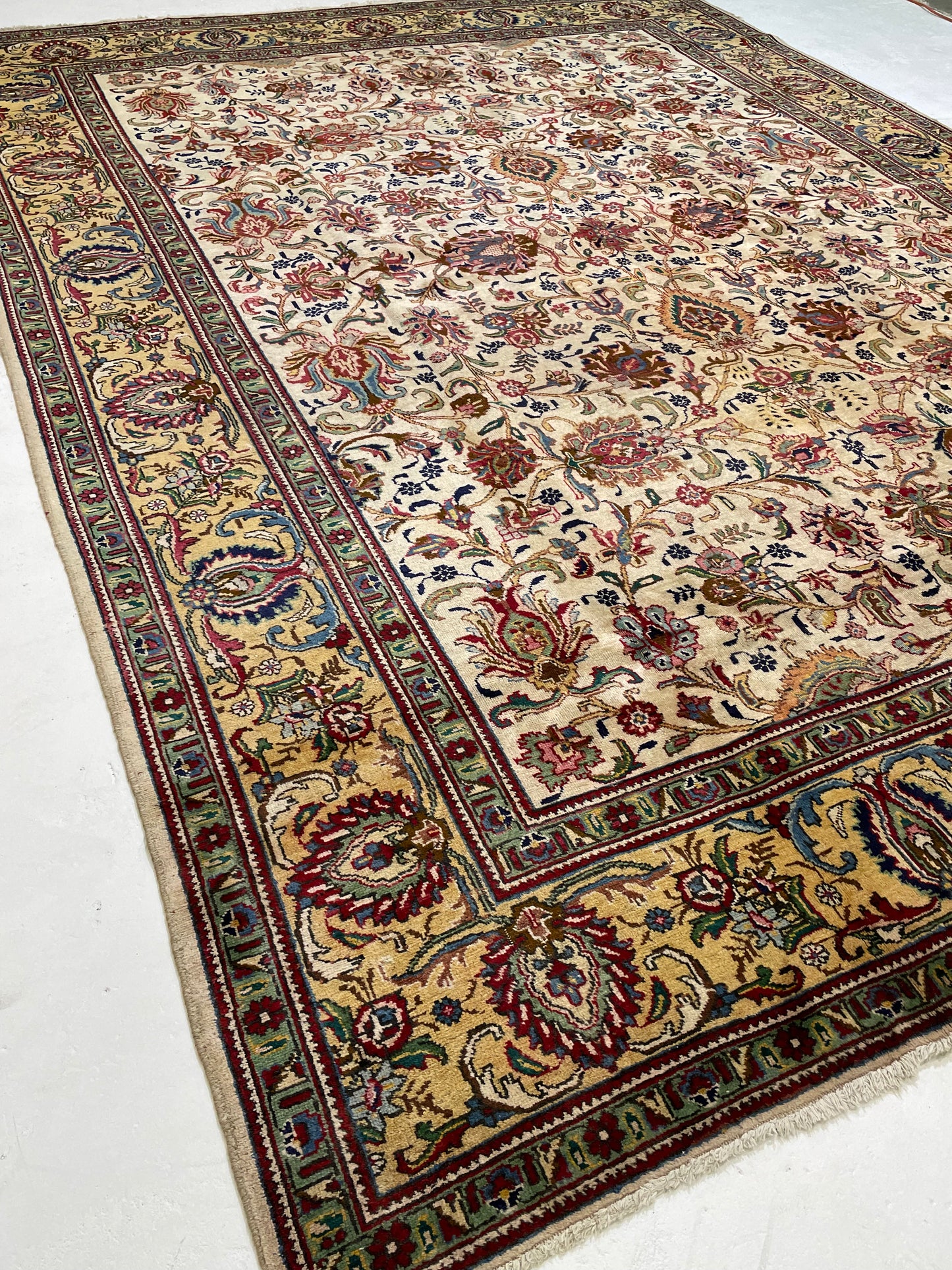 Hand-Knotted Wool Rug Tabriz Signed 10' x 13'