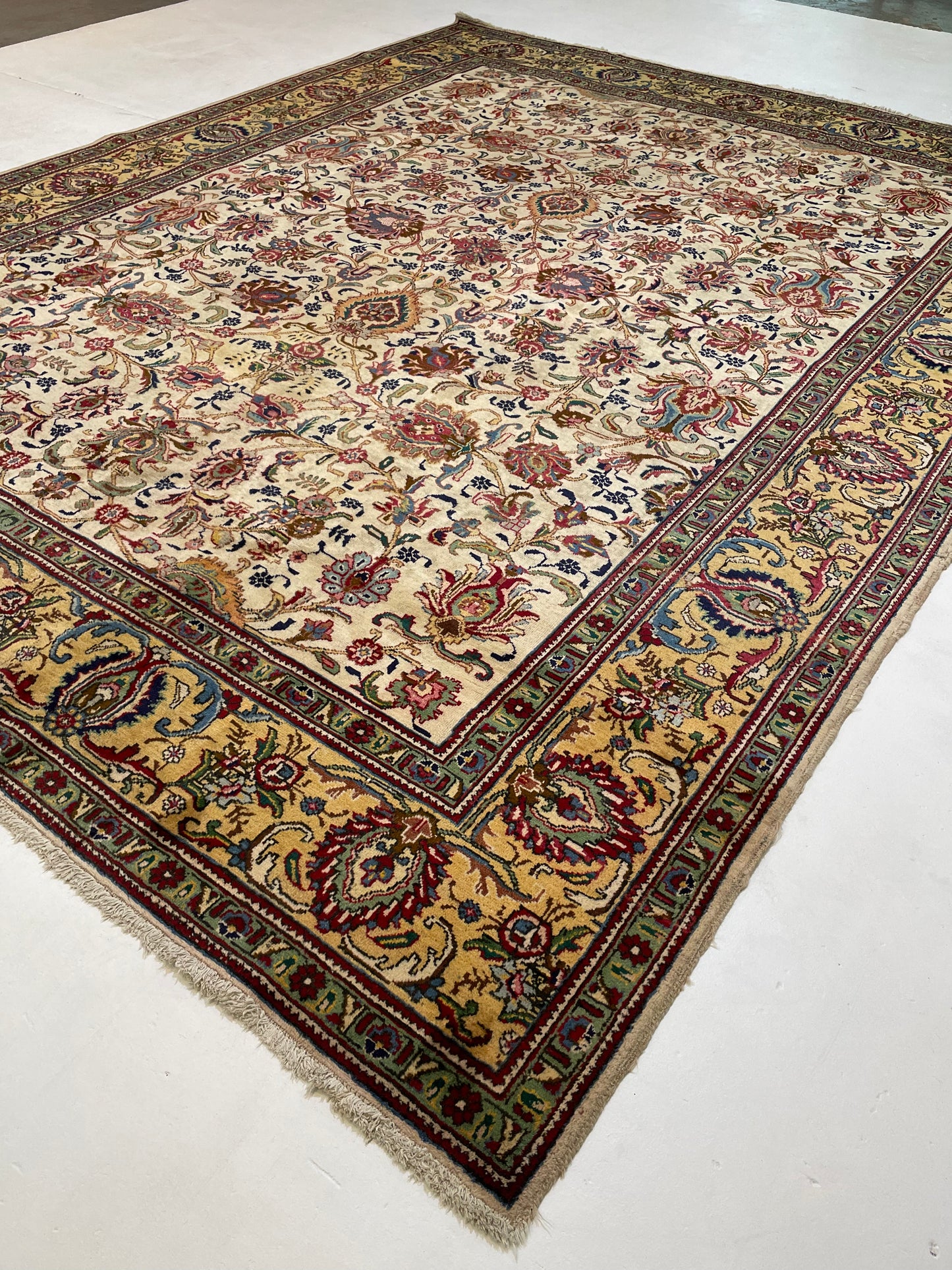 Hand-Knotted Wool Rug Tabriz Signed 10' x 13'
