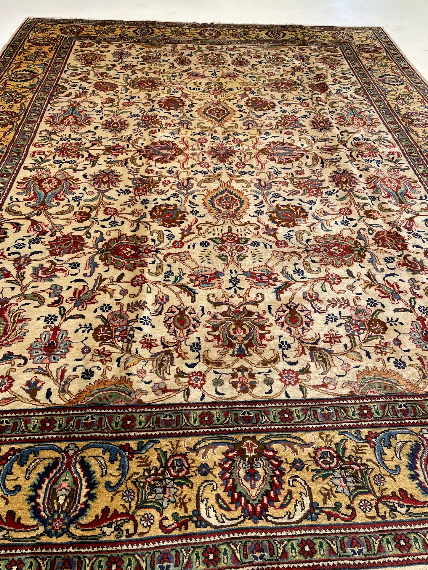 Hand-Knotted Wool Rug Tabriz Signed 10' x 13'