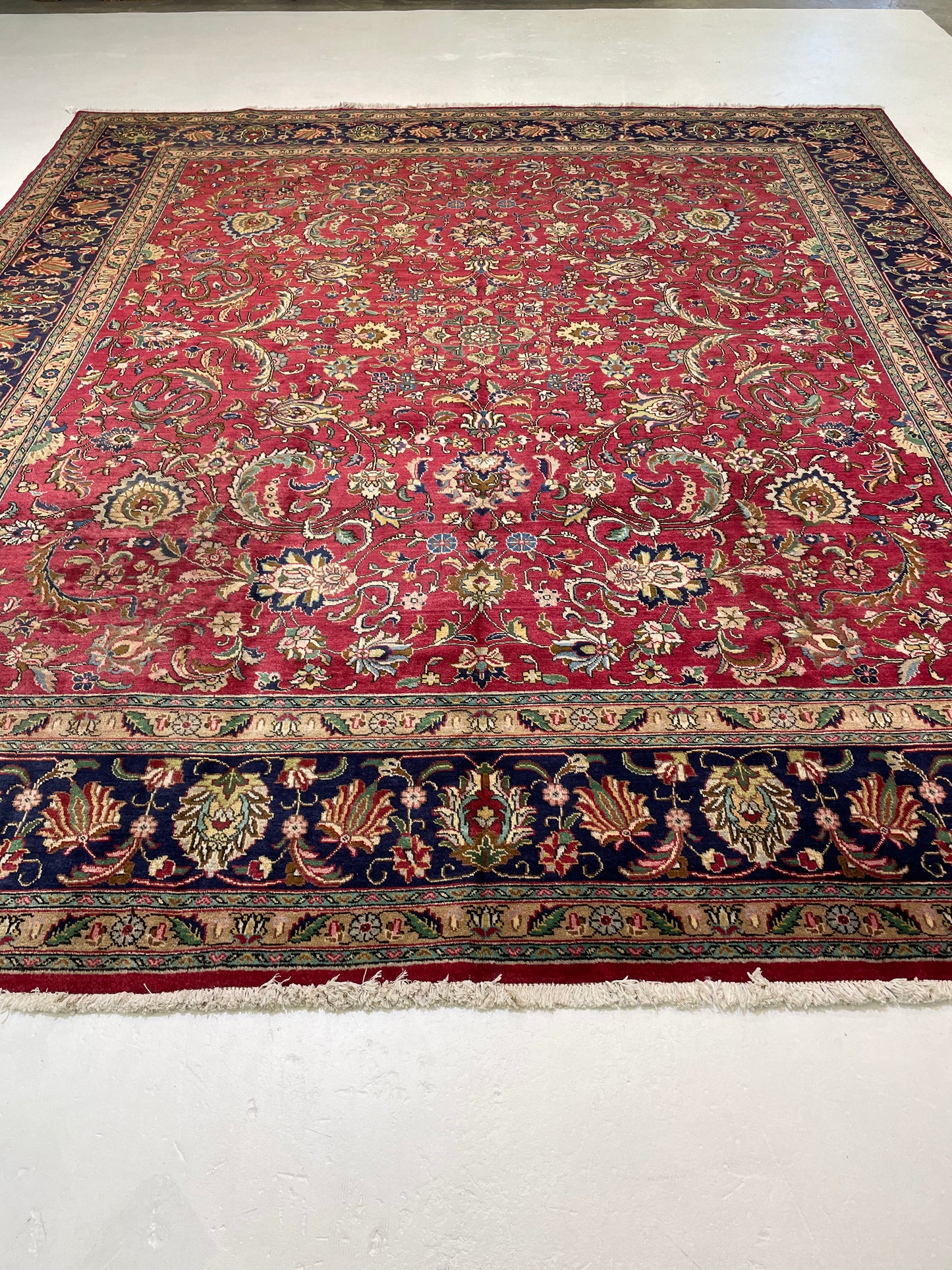 Hand-Knotted Wool Rug Tabriz 11'6" x 13'1"