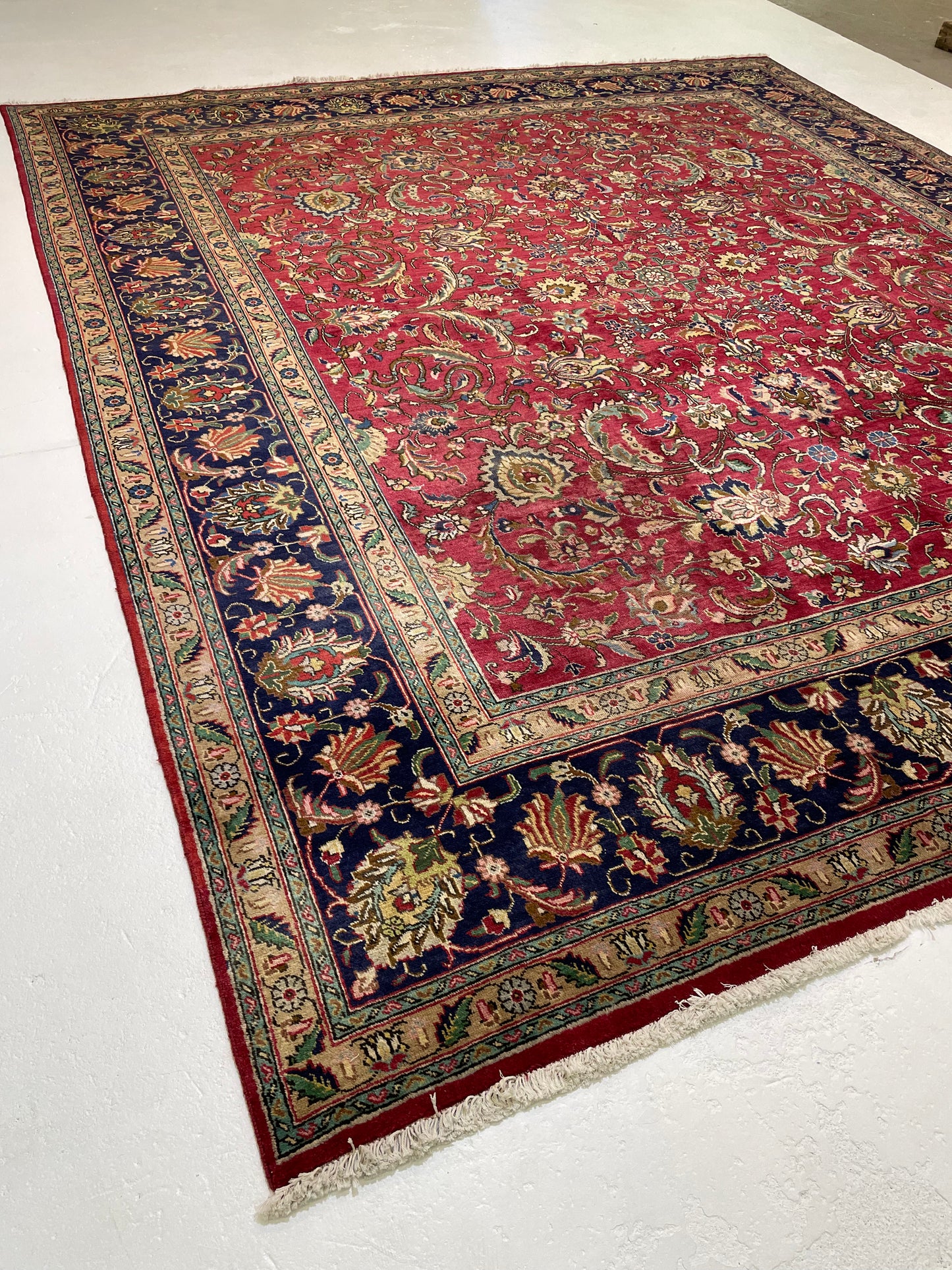 Hand-Knotted Wool Rug Tabriz 11'6" x 13'1"