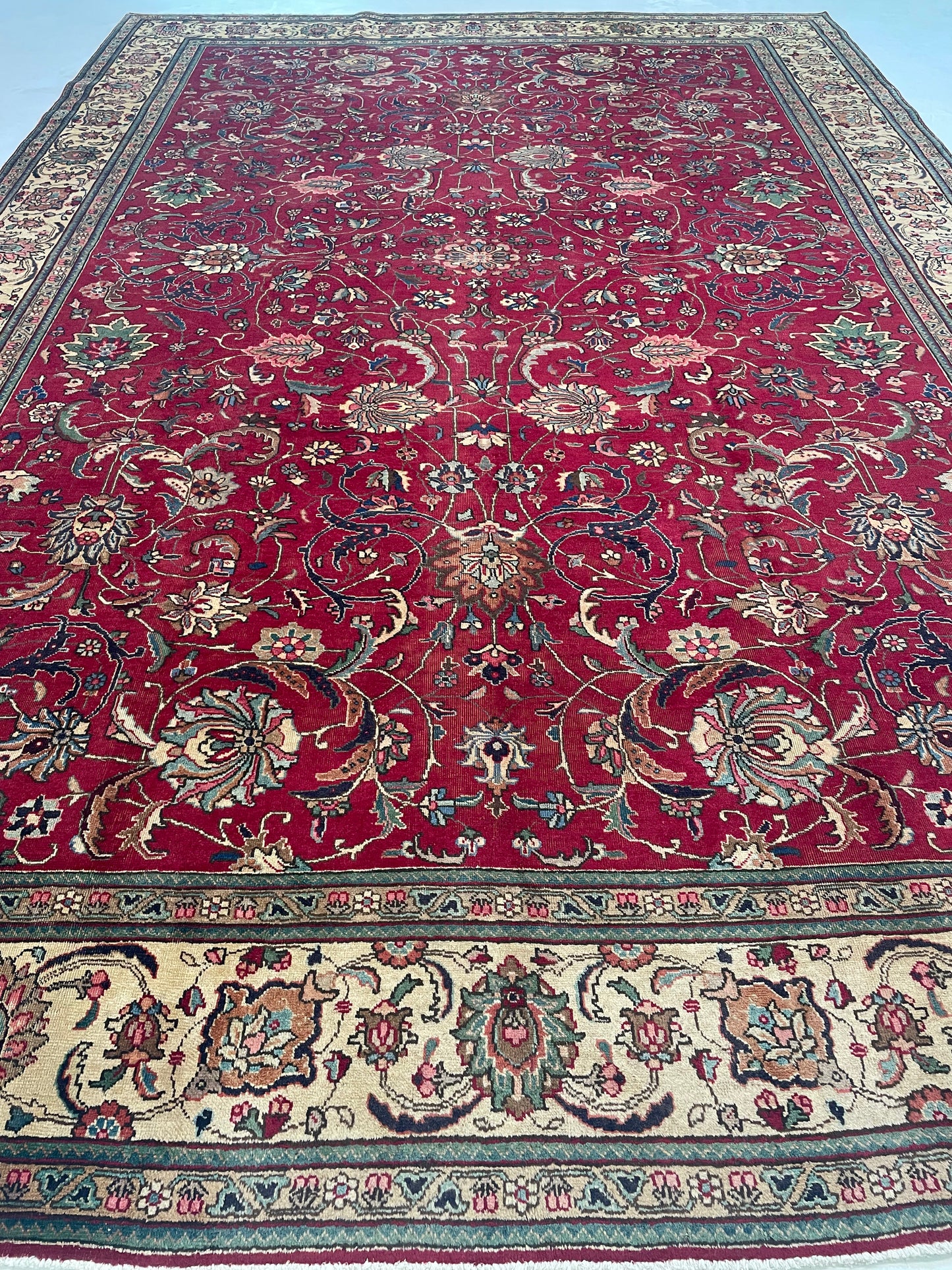 Hand-Knotted Wool Rug Tabriz 10'8" x 16'