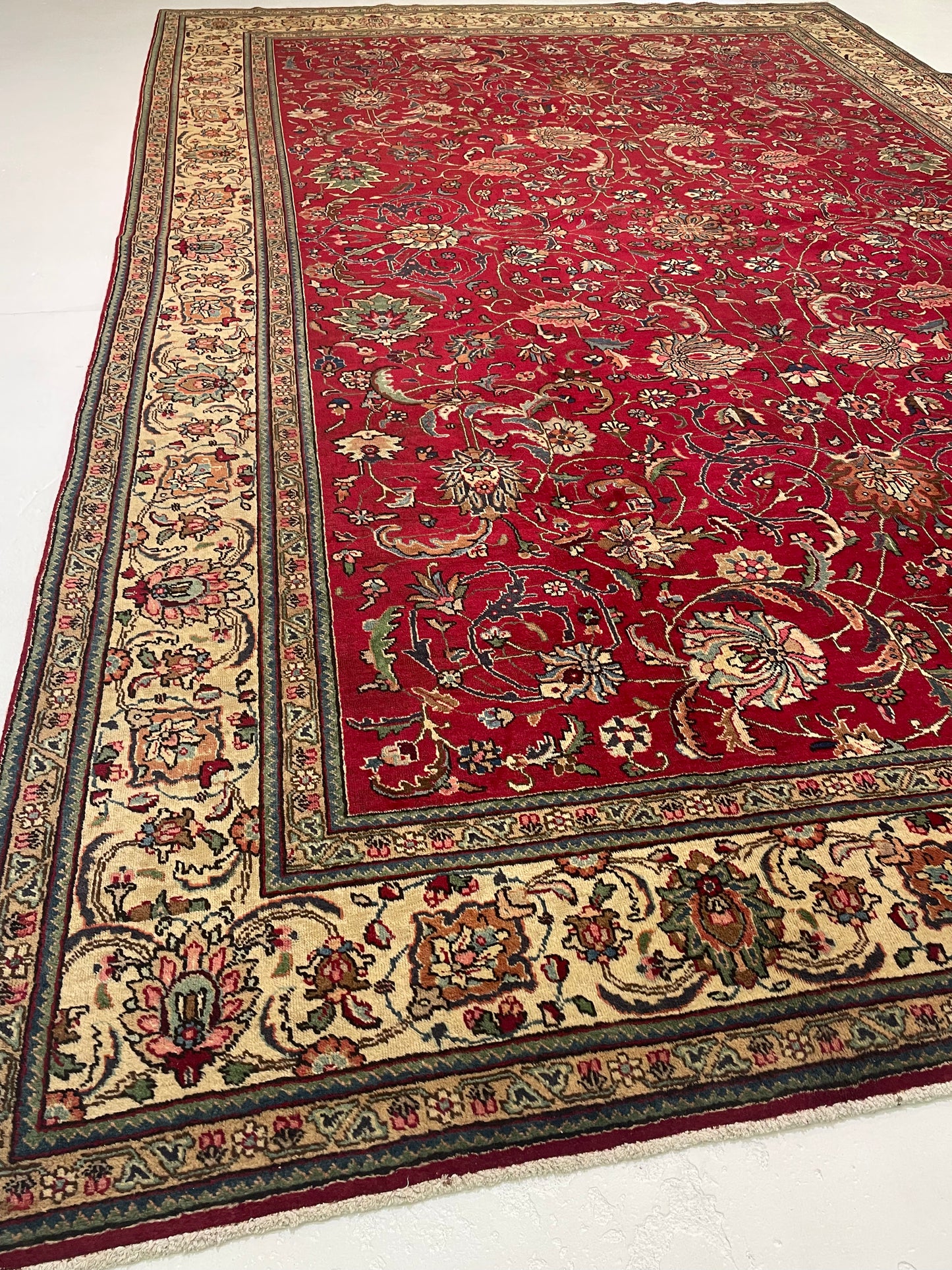 Hand-Knotted Wool Rug Tabriz 10'8" x 16'