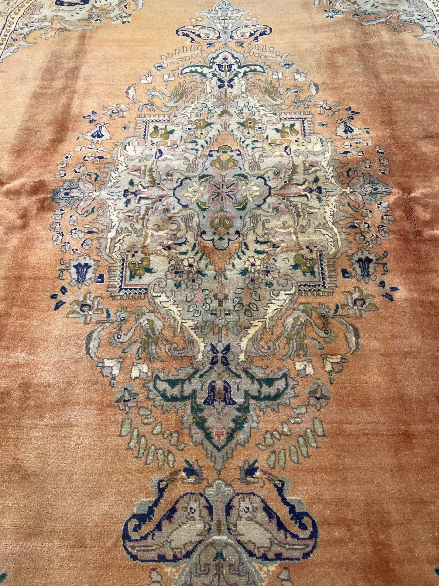 Hand-Knotted Wool Rug Tabriz Tabatabaei 10'2" x 12'4"