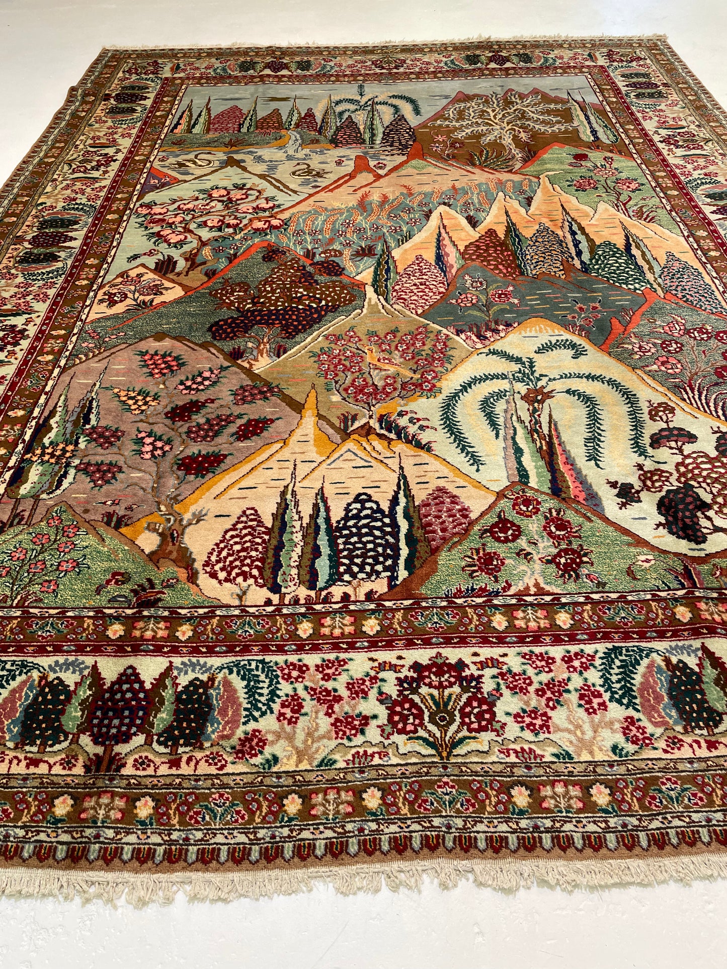 Hand-Knotted Wool Rug Tabriz 9'8" x 13'