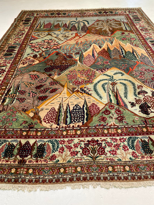 Hand-Knotted Wool Rug Tabriz 9'8" x 13'