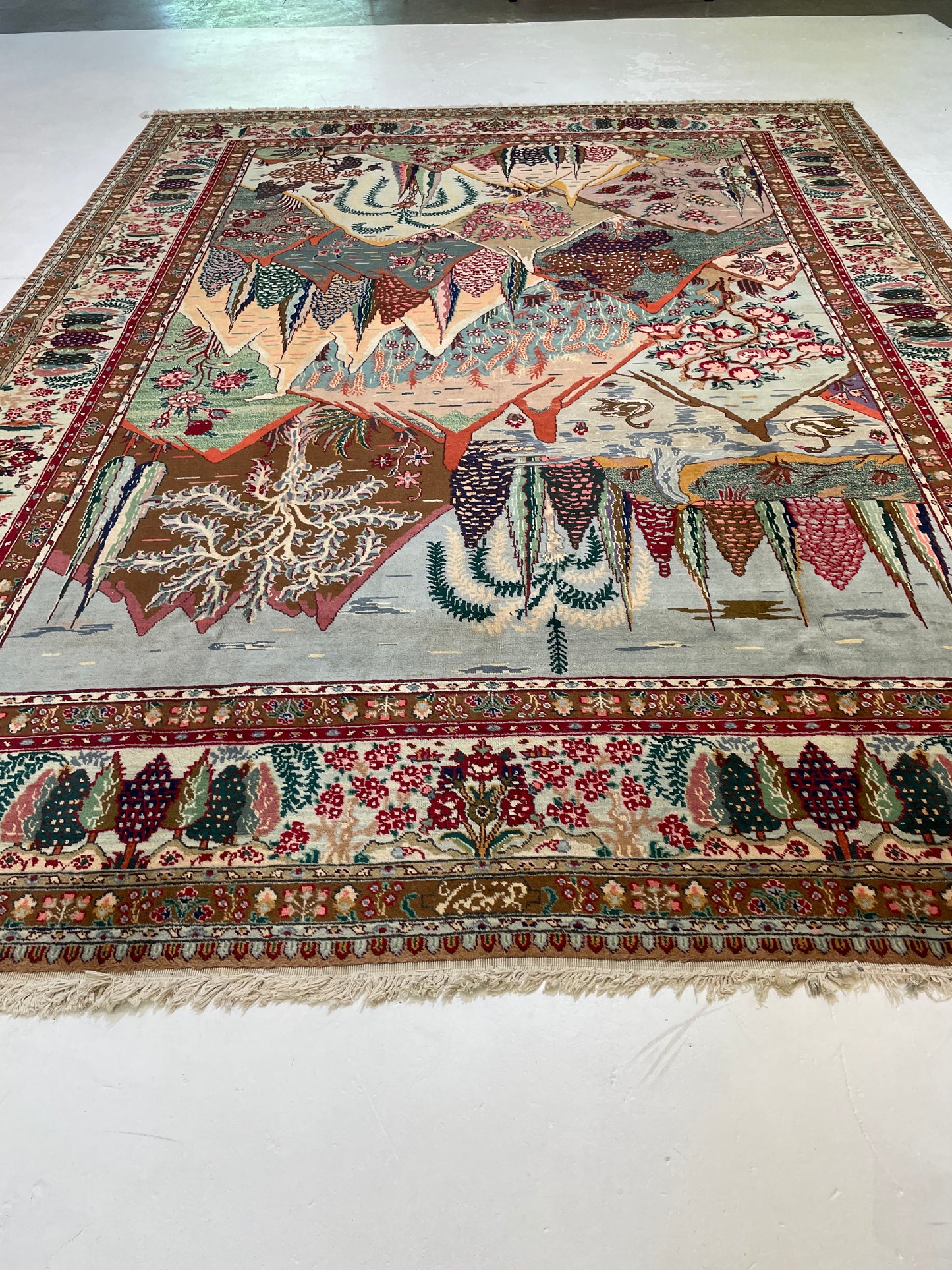 Hand-Knotted Wool Rug Tabriz 9'8" x 13'