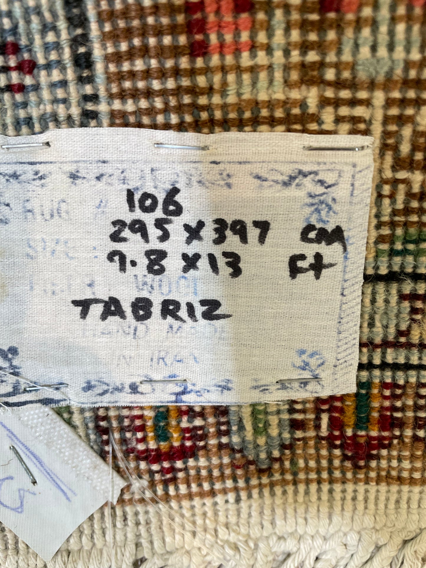 Hand-Knotted Wool Rug Tabriz 9'8" x 13'