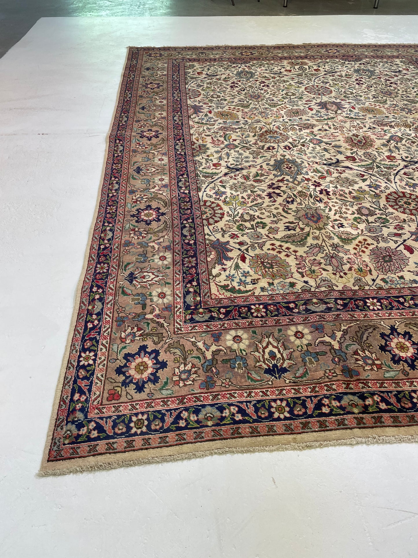 Hand-Knotted Wool Rug Tabriz Signed 9'5" x 12'8"