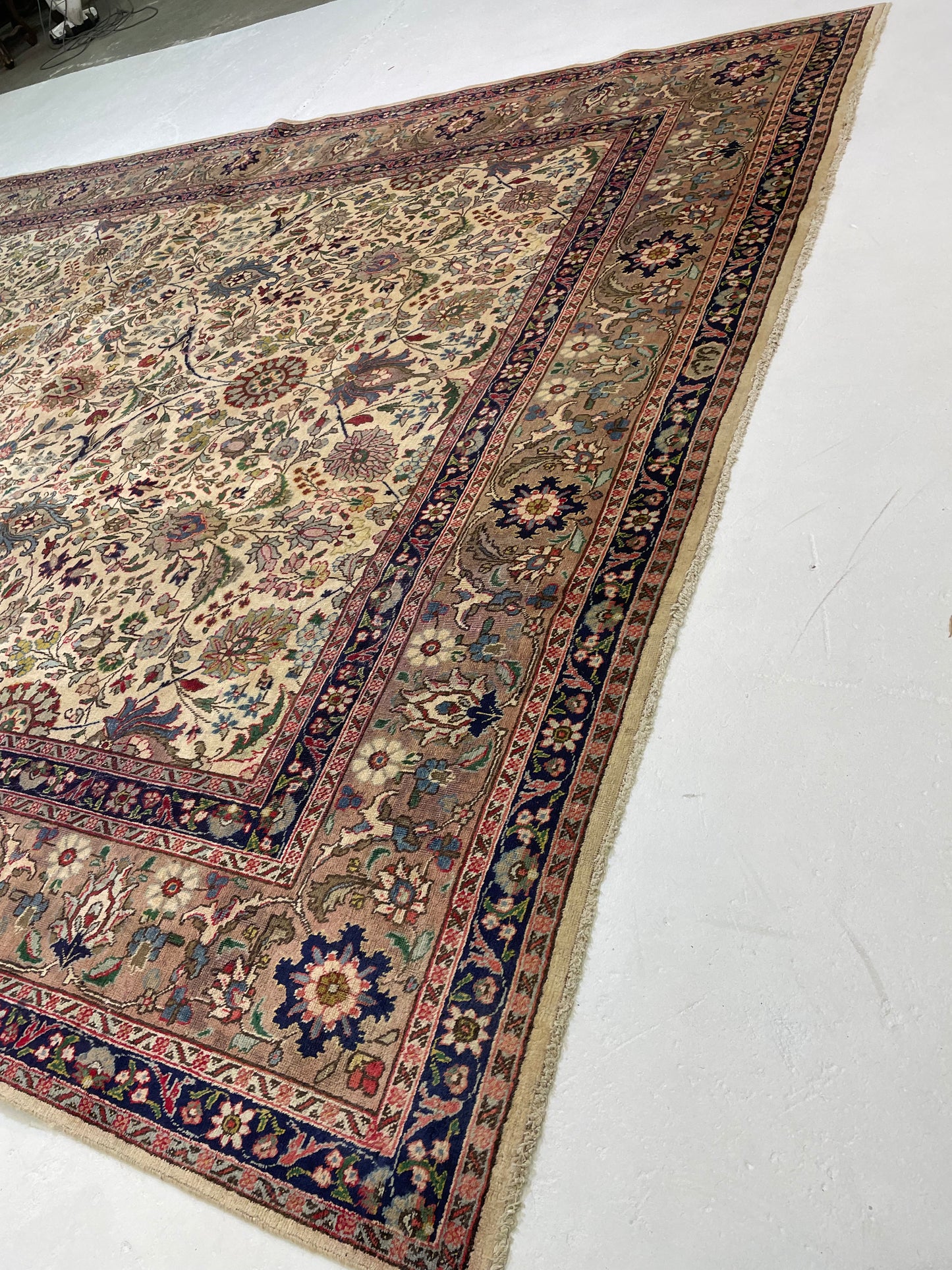 Hand-Knotted Wool Rug Tabriz Signed 9'5" x 12'8"