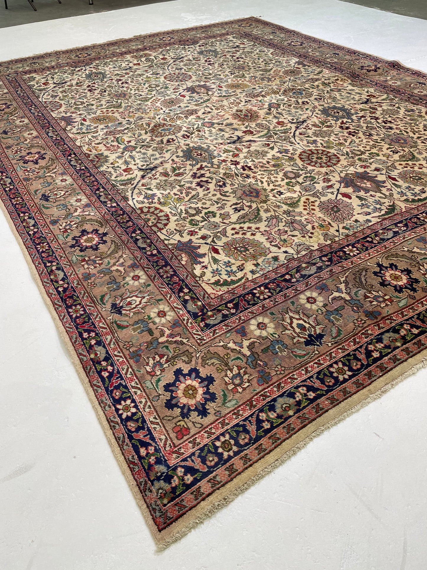 Hand-Knotted Wool Rug Tabriz Signed 9'5" x 12'8"
