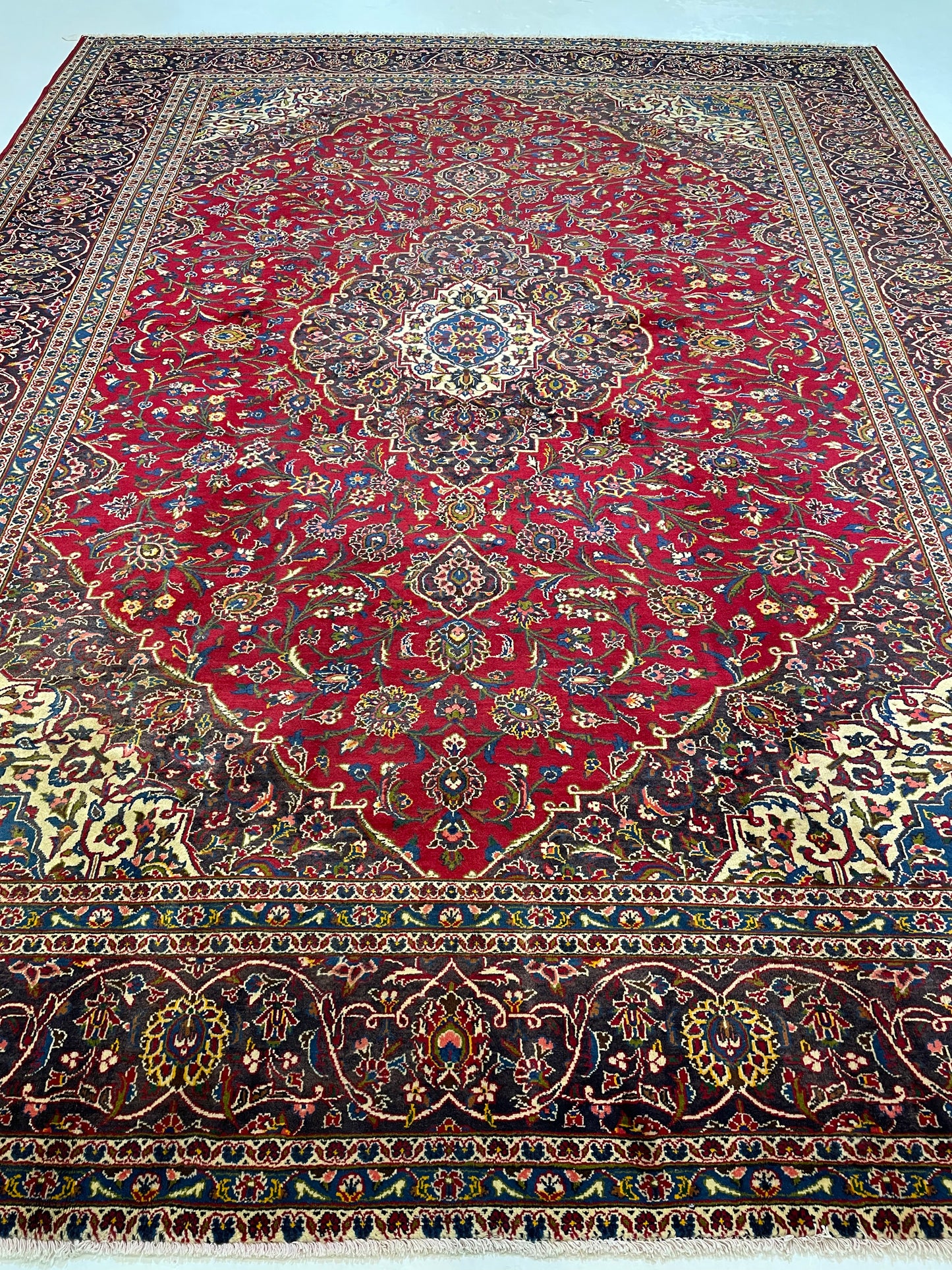 Hand-Knotted Wool Rug Kashan 9'9" x 12'6"