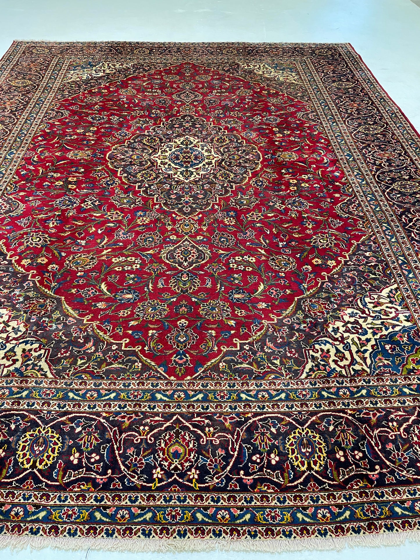 Hand-Knotted Wool Rug Kashan 9'9" x 12'6"
