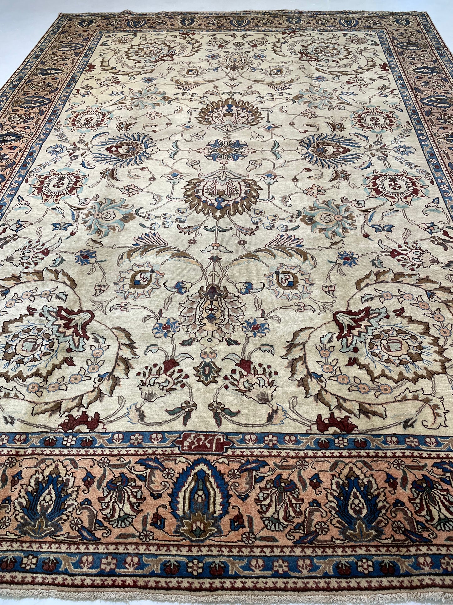 Hand-Knotted Wool Rug Tabriz Signed 9'10" x 13'6"