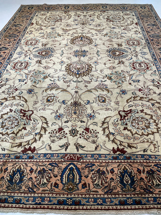 Hand-Knotted Wool Rug Tabriz Signed 9'10" x 13'6"
