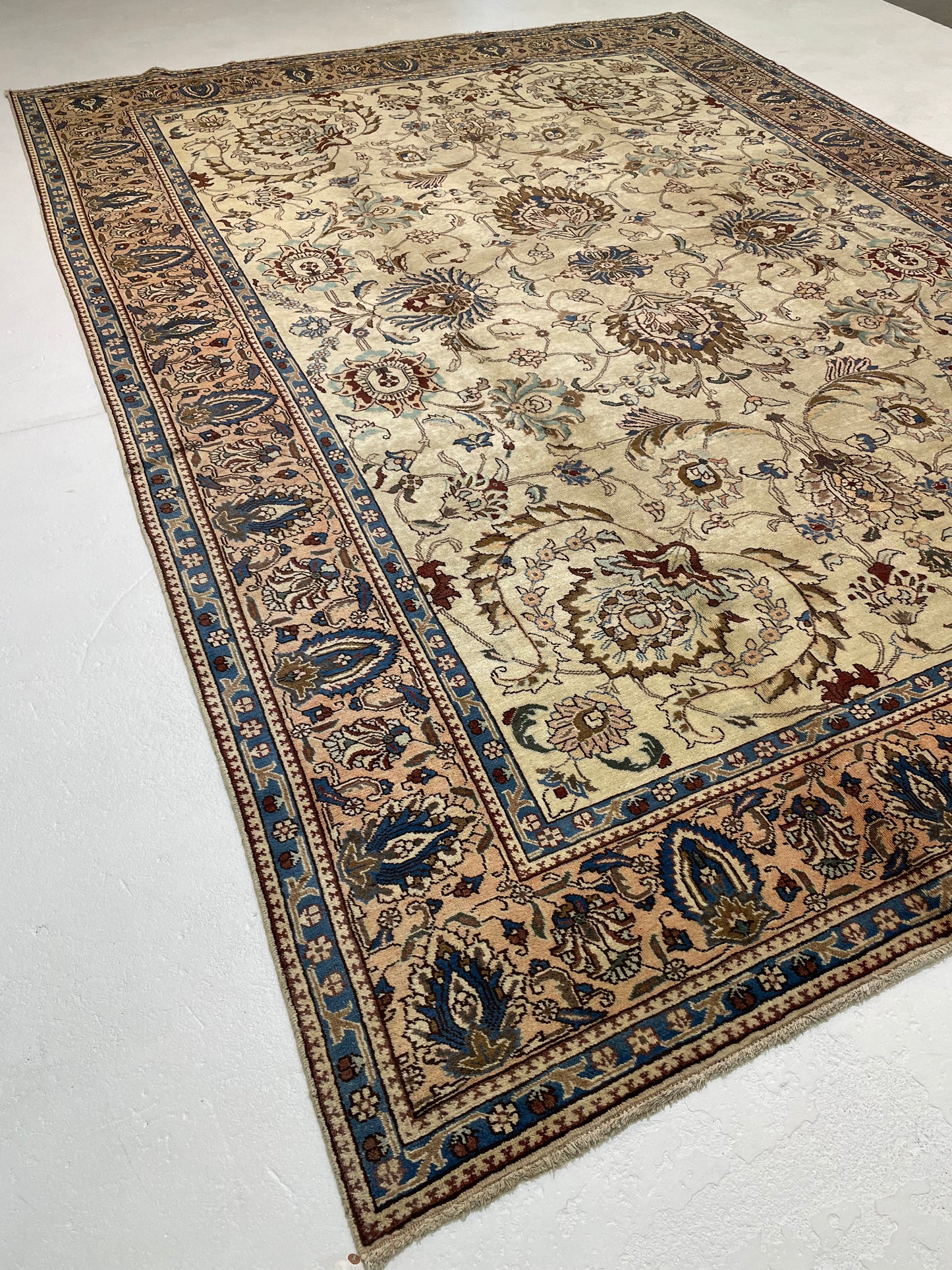 Hand-Knotted Wool Rug Tabriz Signed 9'10" x 13'6"