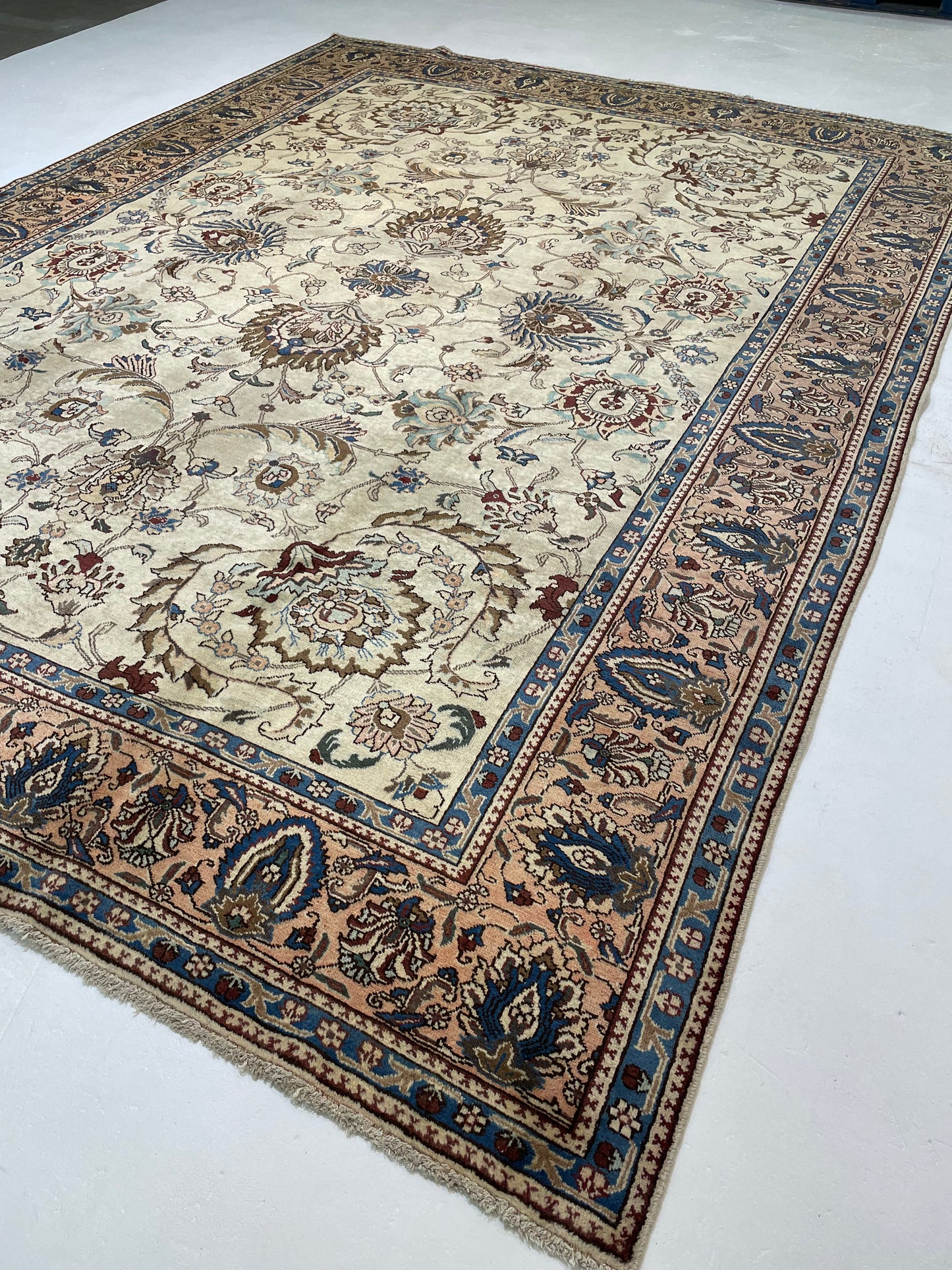 Hand-Knotted Wool Rug Tabriz Signed 9'10" x 13'6"