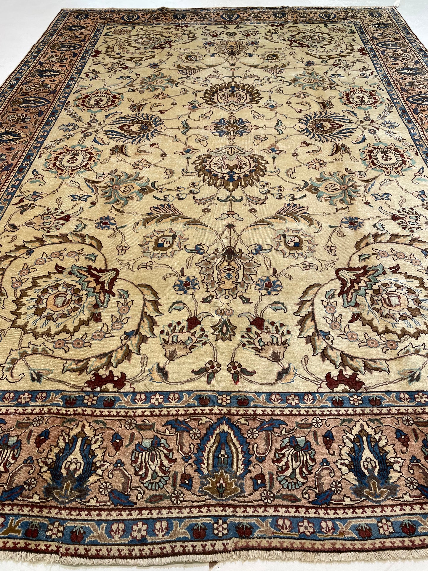 Hand-Knotted Wool Rug Tabriz Signed 9'10" x 13'6"